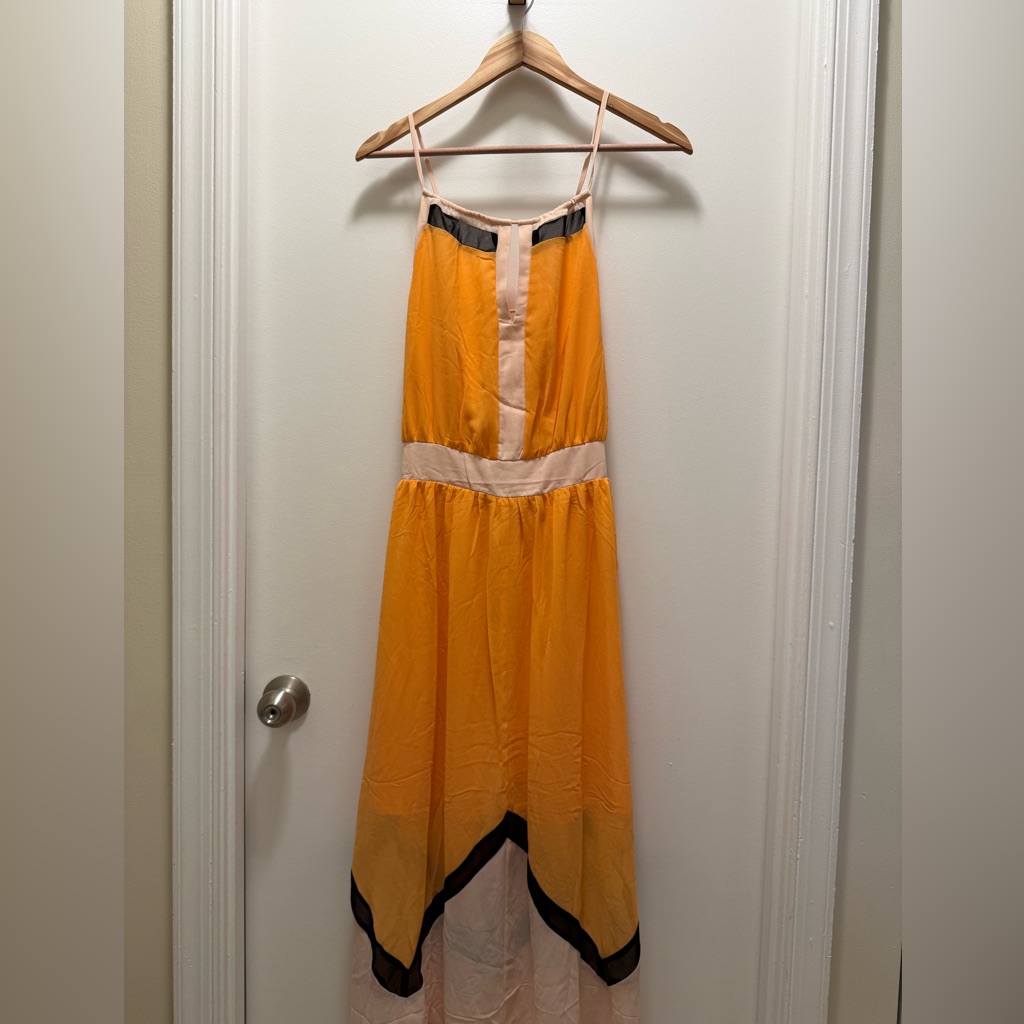 Lucy Paris Maxi Dress. Orange /Peach Chevron Dress. Size S